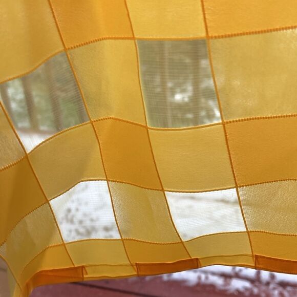 Ashro Duster Blouse sheer contrast gridded pockets button down Top Yellow size M - Picture 12 of 12